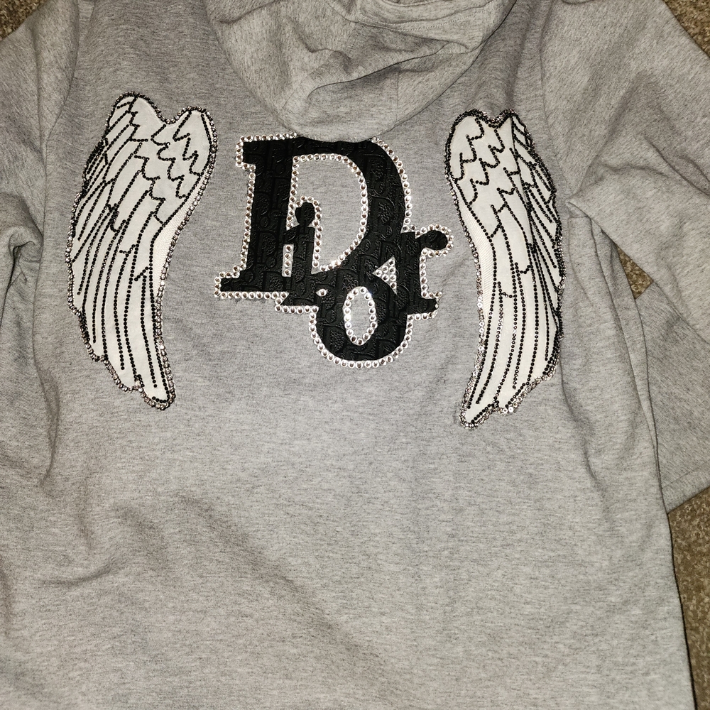 Custom Gray Tracksuit. with Dior* Wing Design (Take Orders As Well)